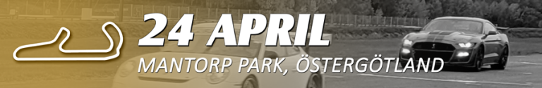 A calendar picture of two cars driving on a Trackday at Mantorp Park hosted by Driversclub