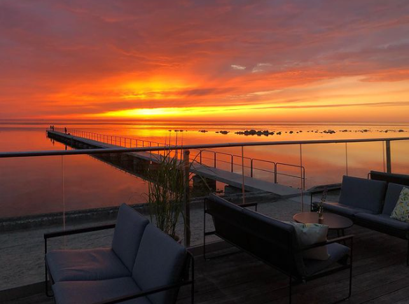 A picture of a sunset at NOVI Resort in Gotland
